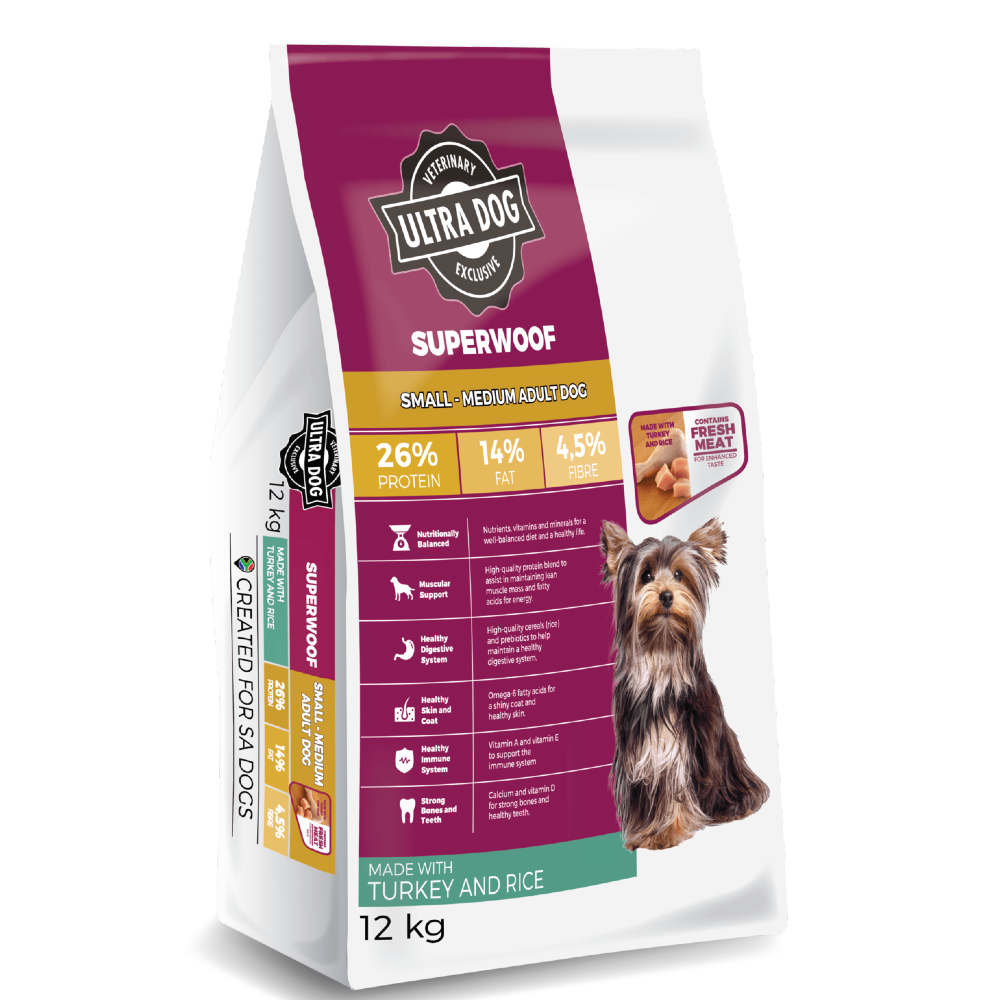 Ultra Dog Superwoof Small Medium Adult Dry Dog Food Turkey and